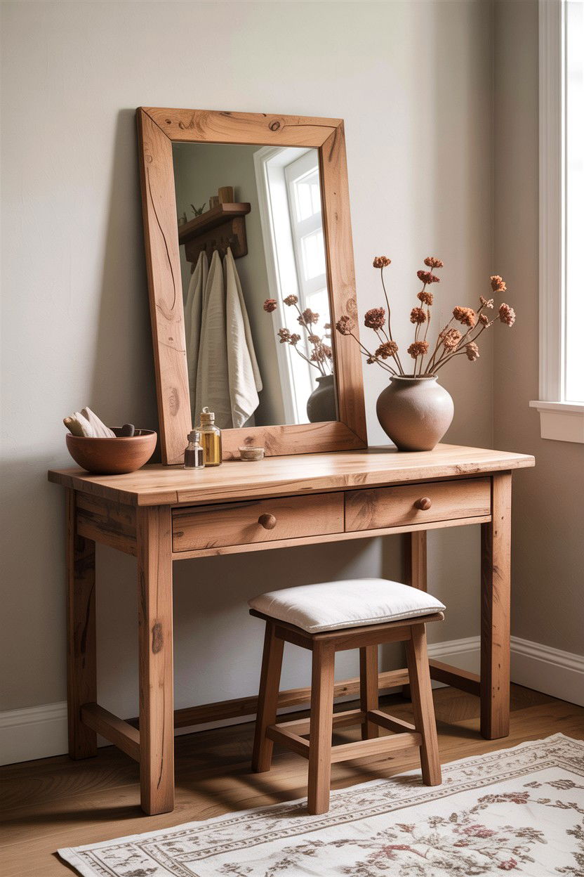 Rustic wood dressing table - 30 bedroom vanity ideas