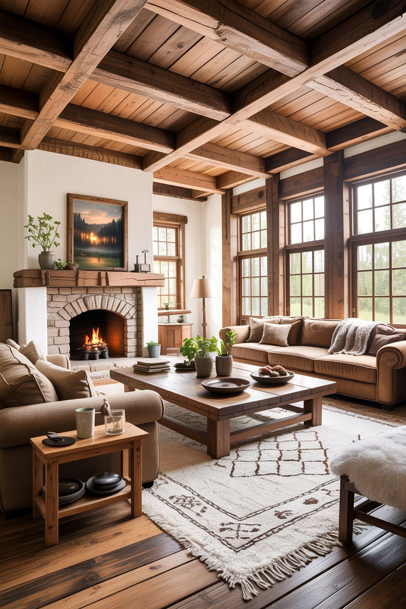 Rustic wood living room - 30 forest living room ideas