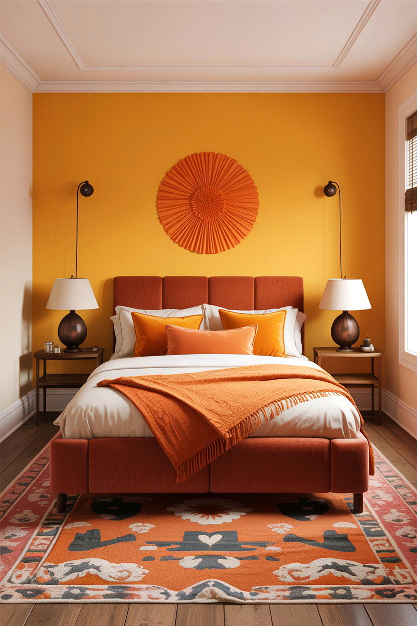Saffron color palette - 30 Indian bedroom ideas