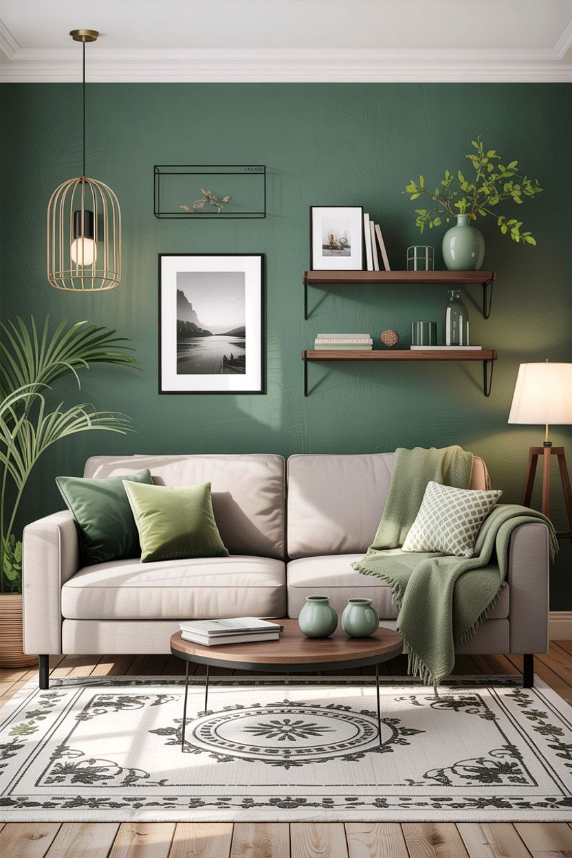 Sage Green Accent Wall Living Room - 30 sage living room ideas