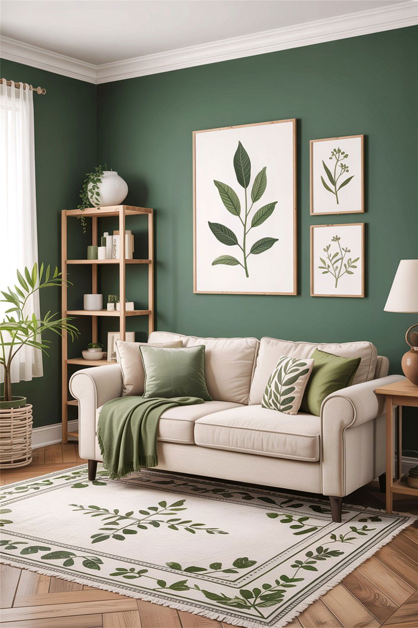 Sage Green Accent - 30 living room feature wall ideas