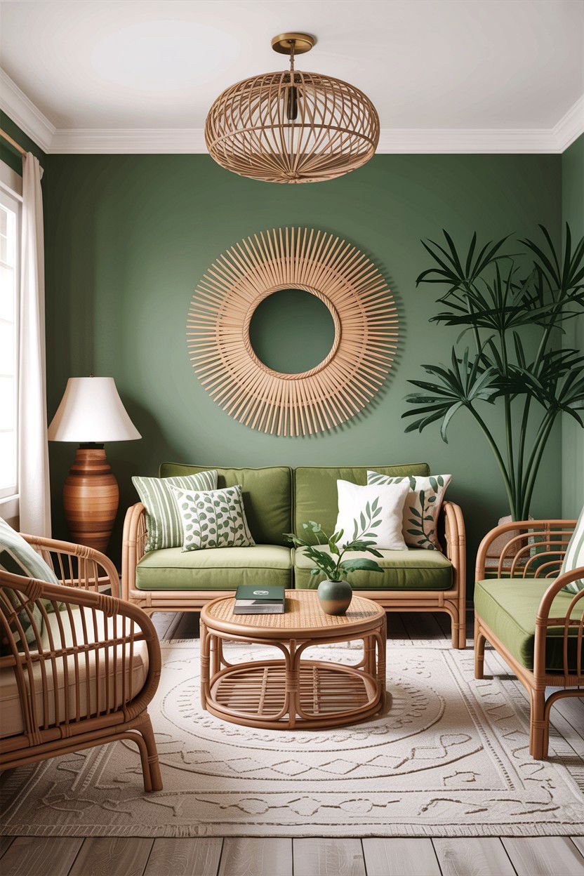 Sage Green And Rattan Living Room - 30 sage living room ideas
