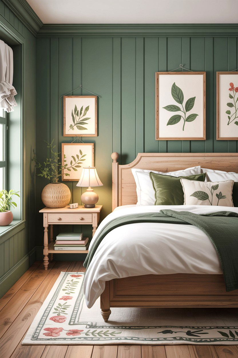 Sage Green Board And Batten - 30 bedroom wainscoting ideas