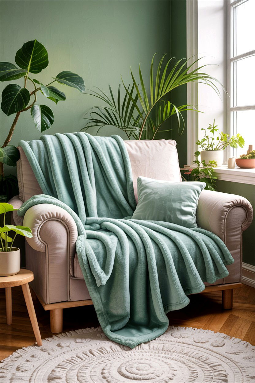 Sage Green Fleece Blanket - 30 bedroom fleece blankets