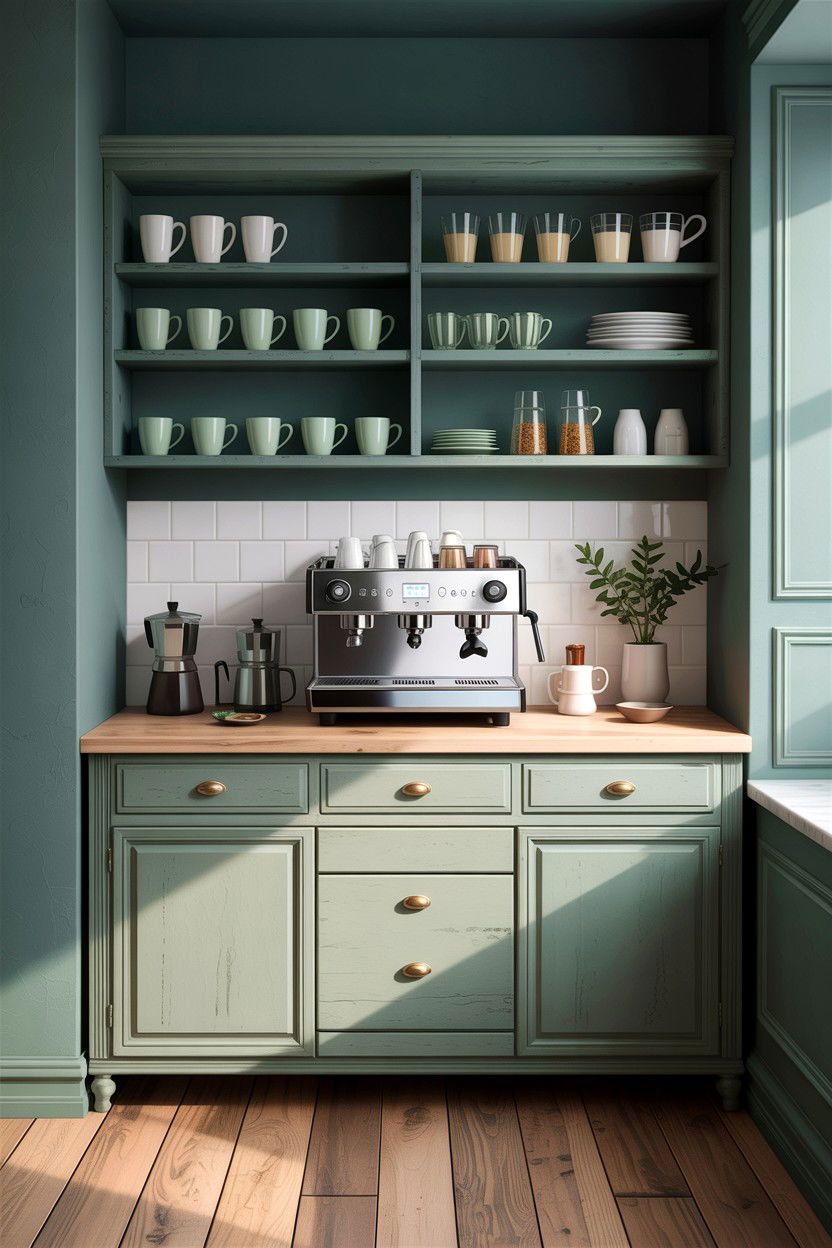 Sage Green Kitchen Coffee Bar - 30 sage kitchen decor ideas