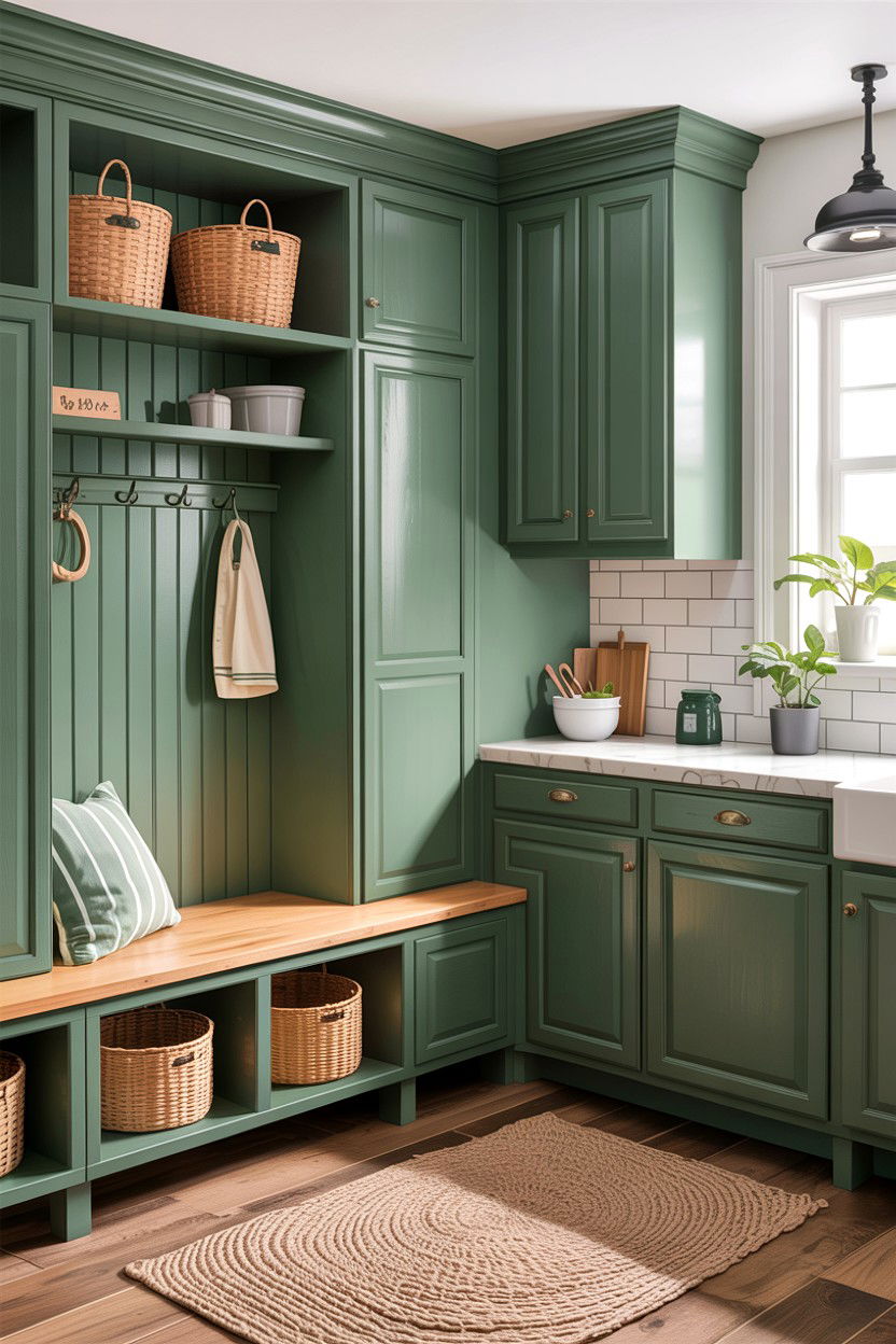 Sage Green Kitchen Mudroom Combo - 30 sage kitchen decor ideas