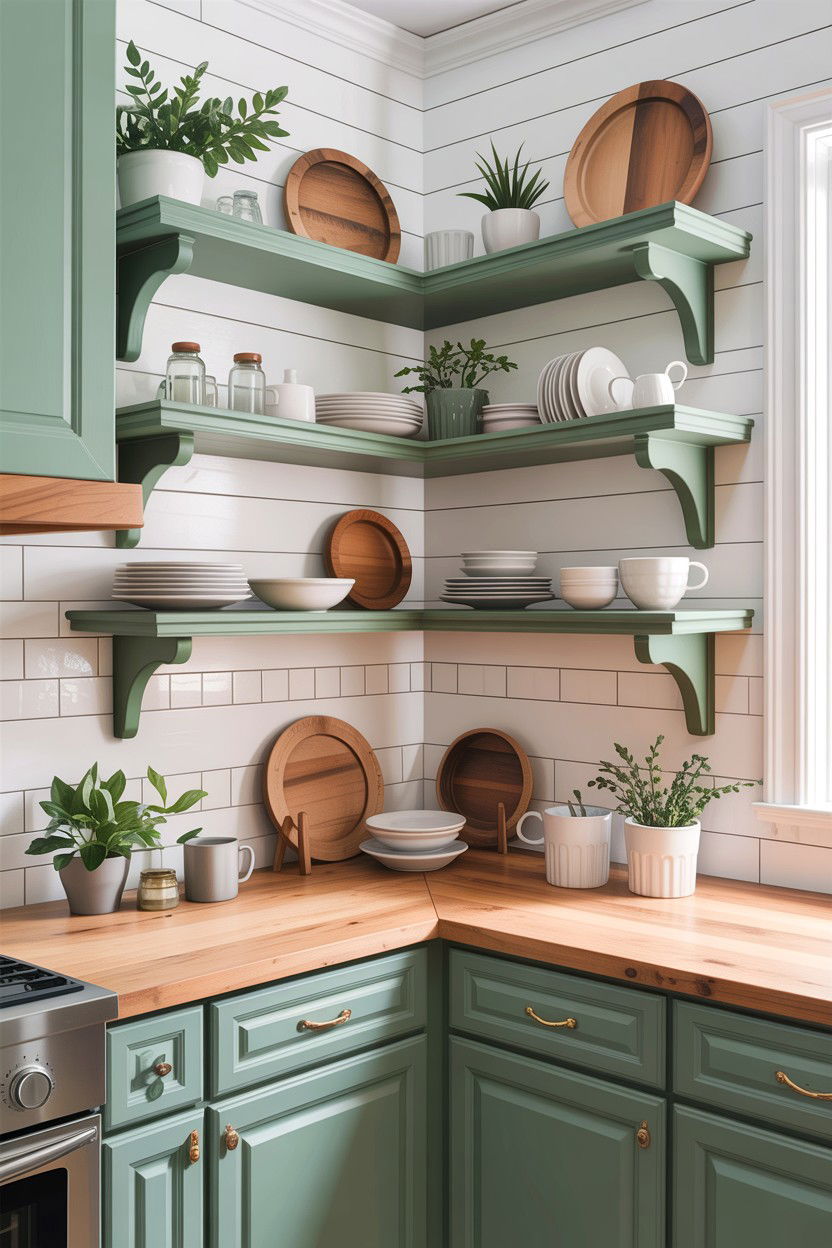 Sage Green Kitchen Shelving - 30 sage kitchen decor ideas