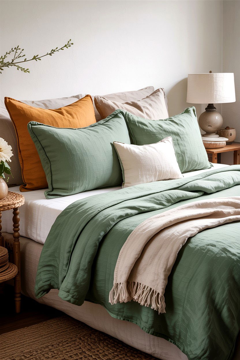 Sage Green Linen Shams - 30 bedroom pillow shams