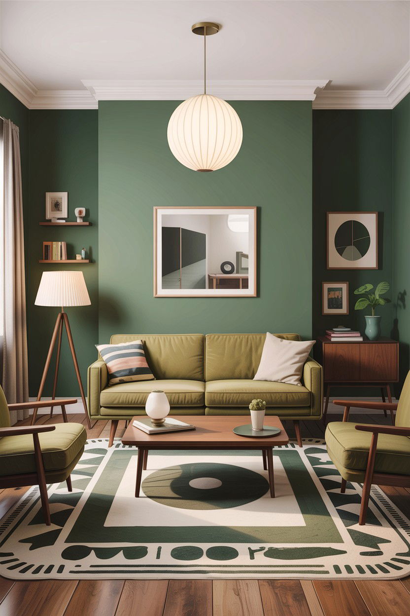 Sage Green Mid Century Modern Living Room - 30 sage living room ideas