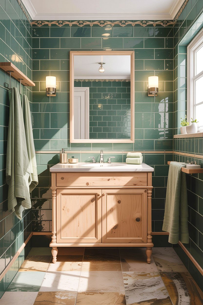 Sage Green Tile Cream Grout - 30 contrasting grout bathroom ideas