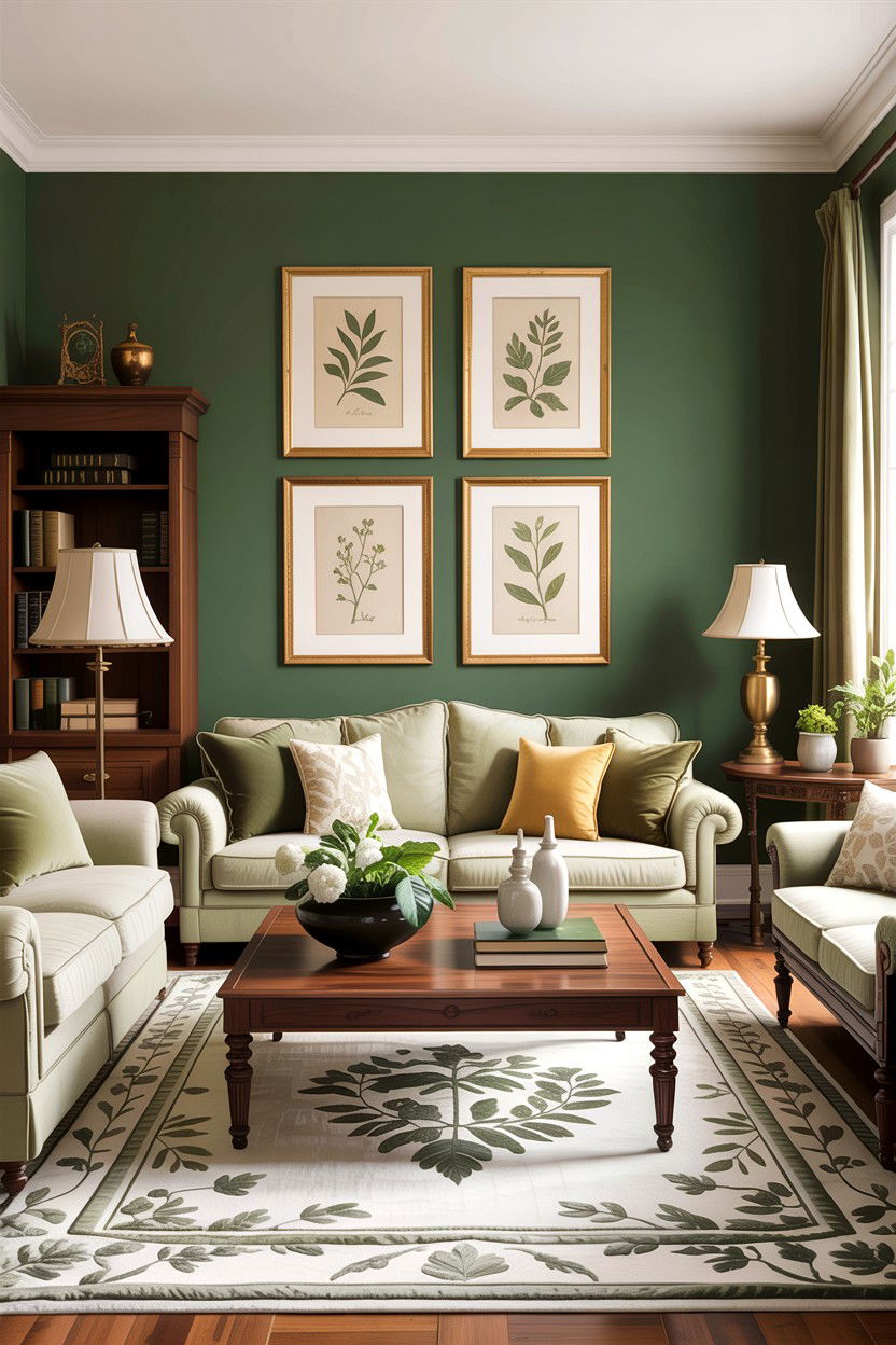 Sage Green Traditional Living Room - 30 traditional green living room ideas
