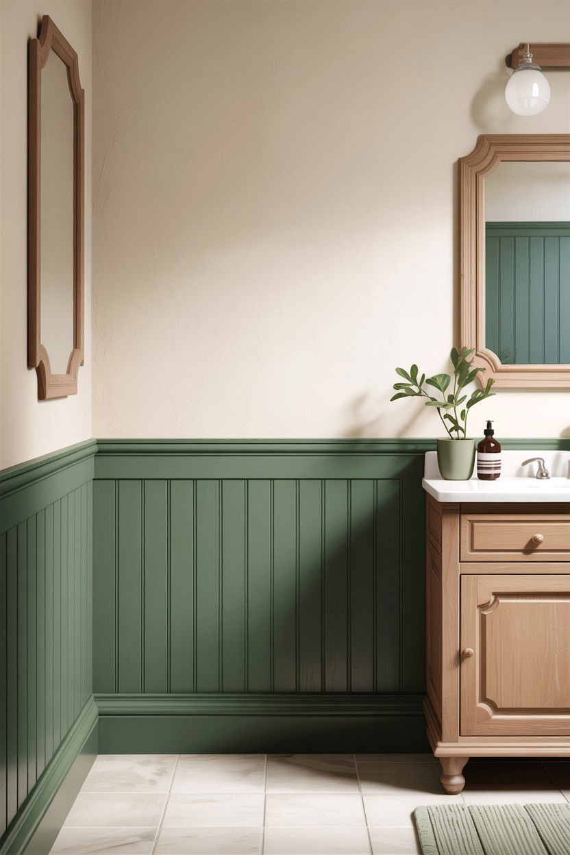 Sage Green Wainscot Bathroom - 30 bathroom chair rail ideas
