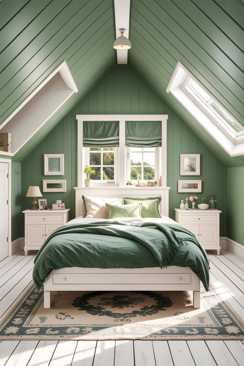 Sage Green White Attic Bedroom - 30 sage and white bedroom ideas