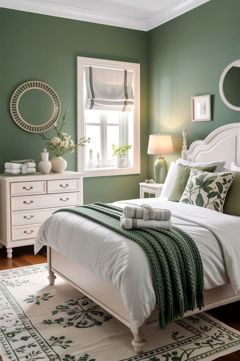 Sage Green White Guest Room - 30 sage and white bedroom ideas