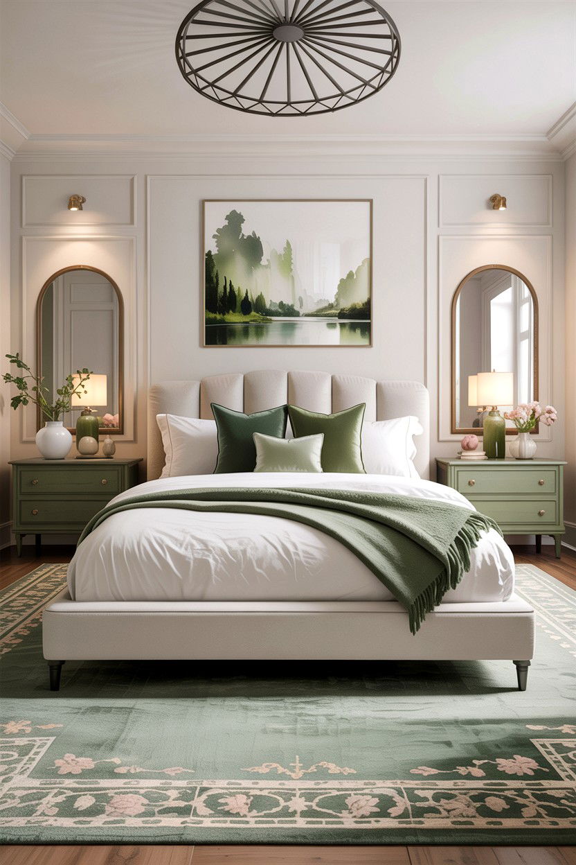 Sage Green White Transitional Bedroom - 30 sage and white bedroom ideas