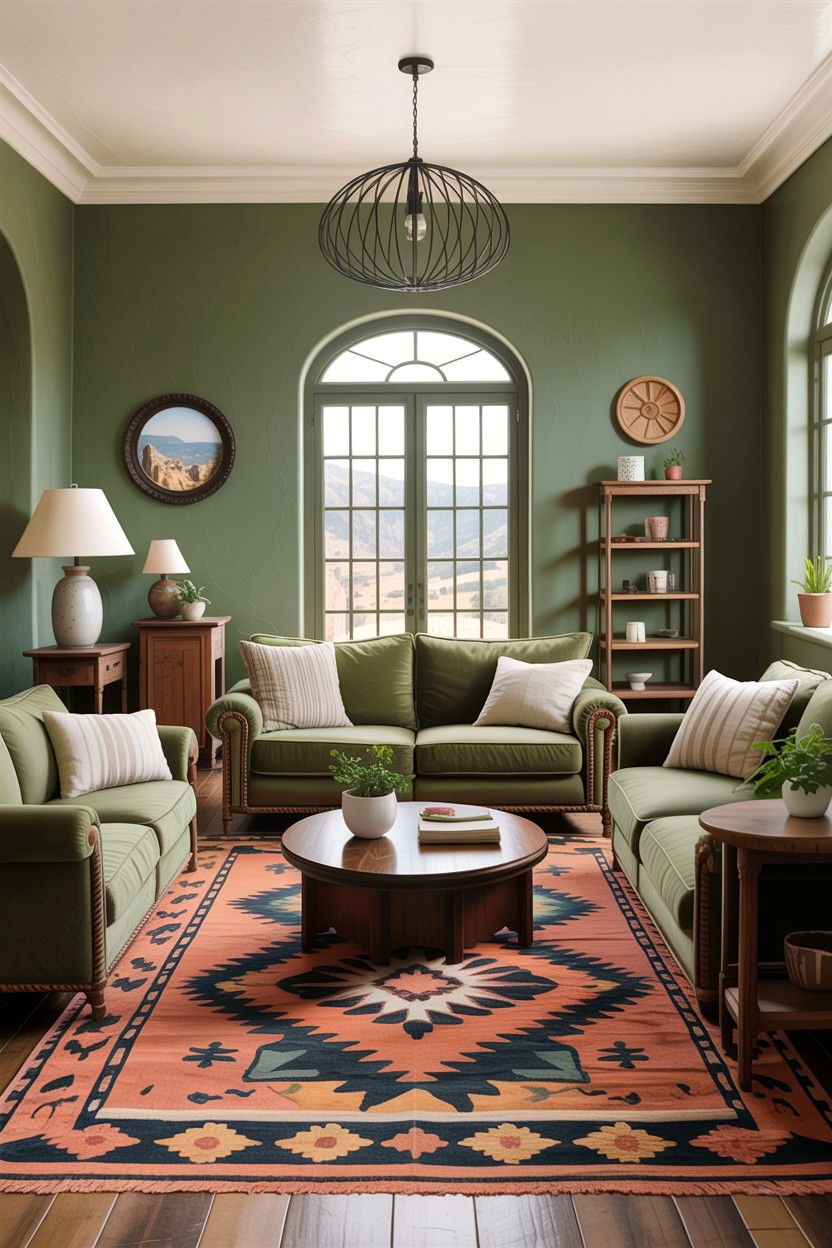 Sage green Southwestern living room - 30 Southwestern living room ideas
