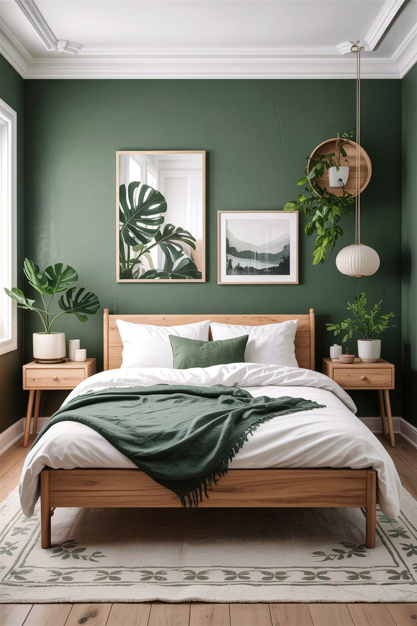 Sage green accent wall - 30 sage bedroom decor ideas