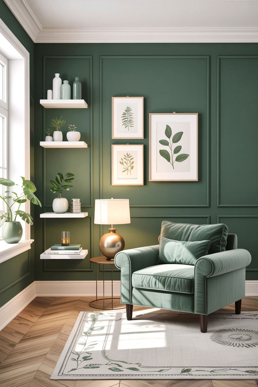 Sage green accent wall living room - 30 sage living room decor ideas