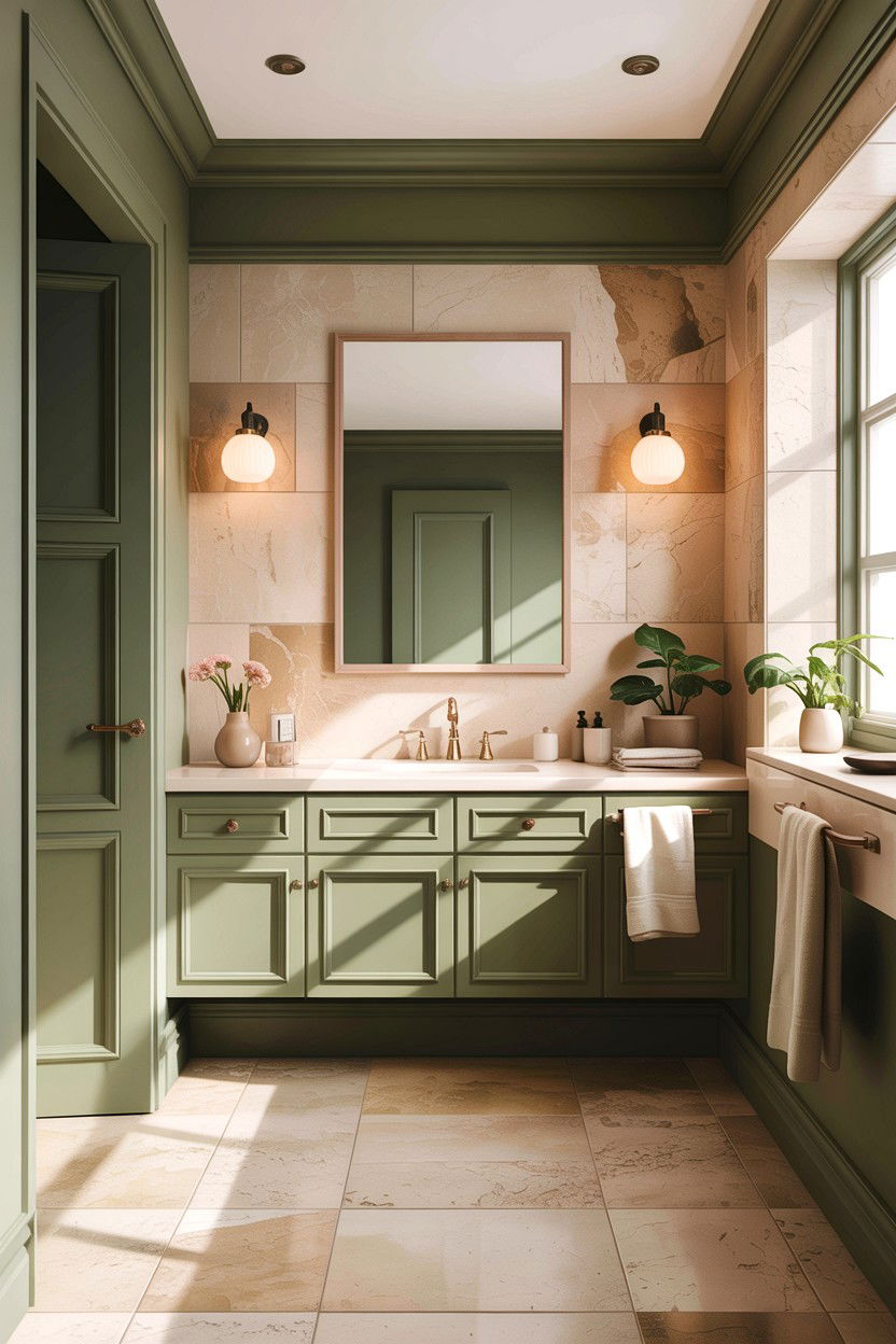 Sage green and beige bathroom - 30 sage bathroom decor ideas