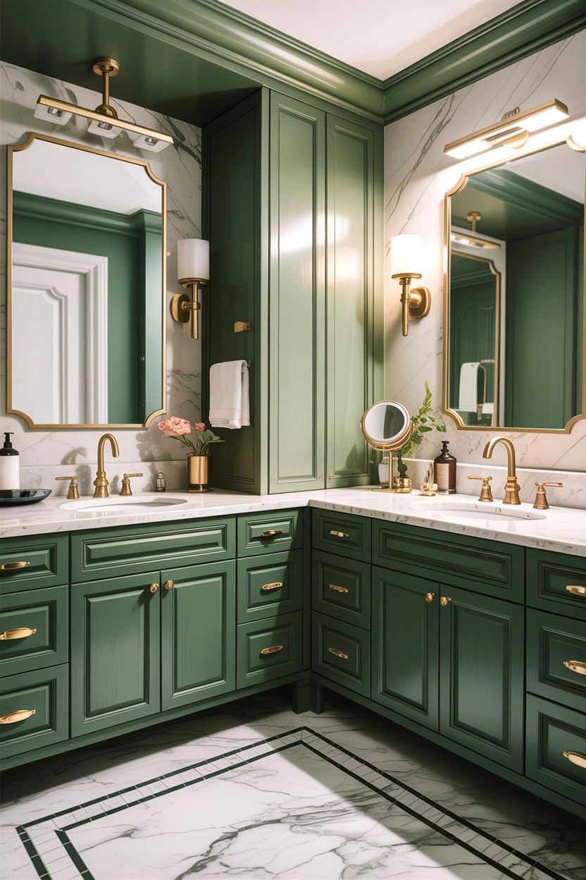Sage green and brass bathroom - 30 sage bathroom decor ideas