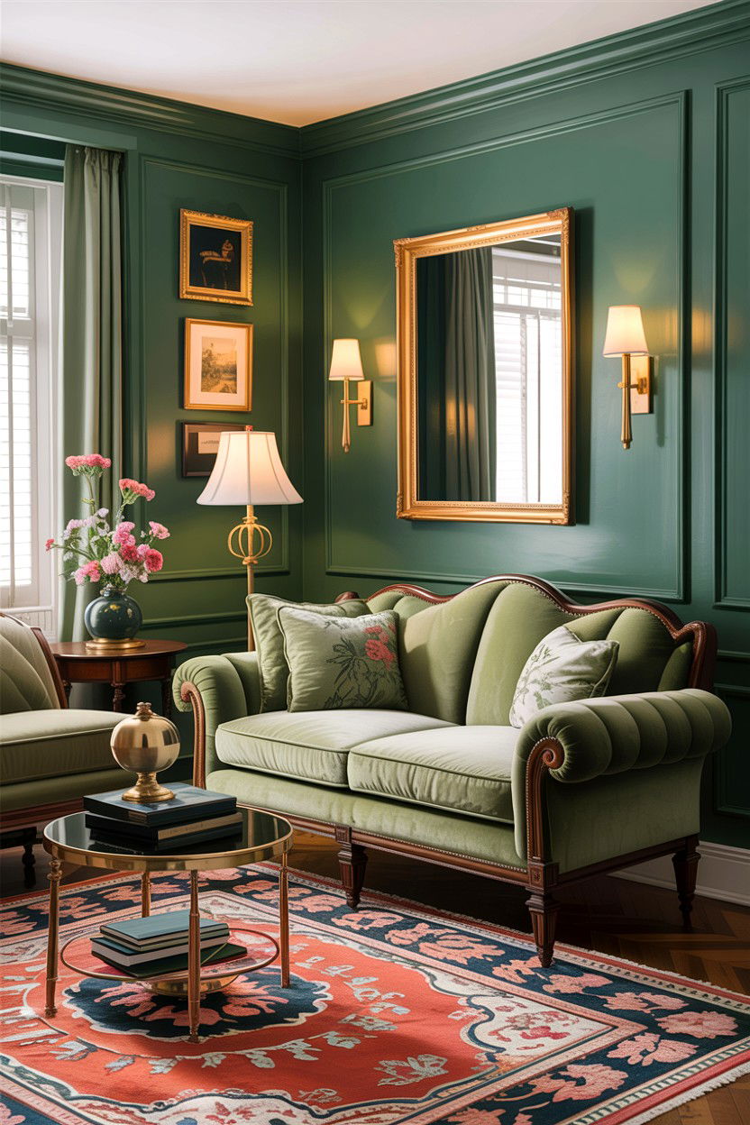 Sage green and brass decor living room - 30 sage living room decor ideas