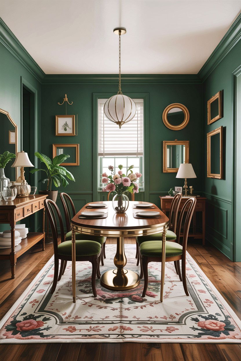Sage green and brass dining room - 30 sage dining room ideas