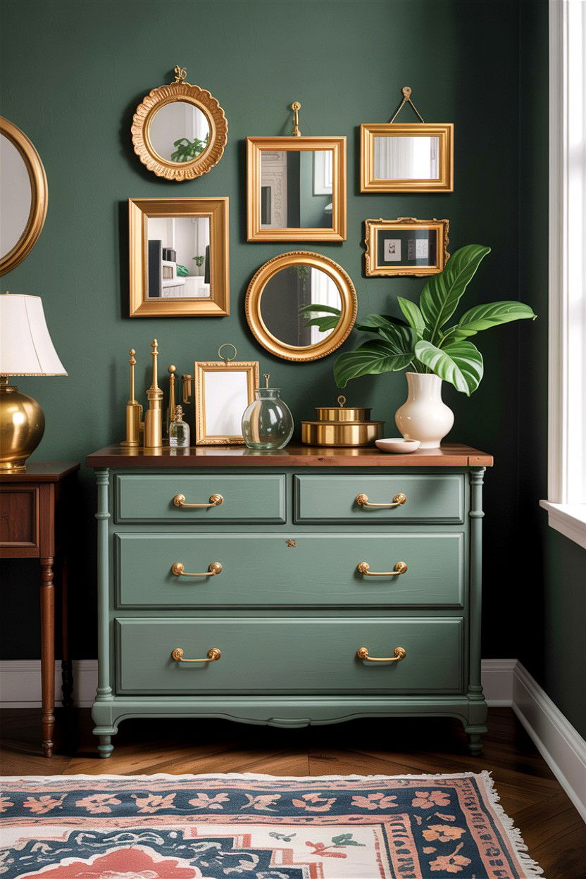 Sage green and brass hardware - 30 sage bedroom decor ideas