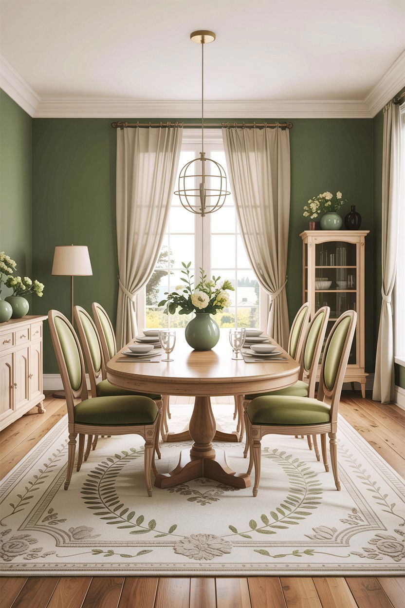 Sage green and cream dining room - 30 sage dining room ideas