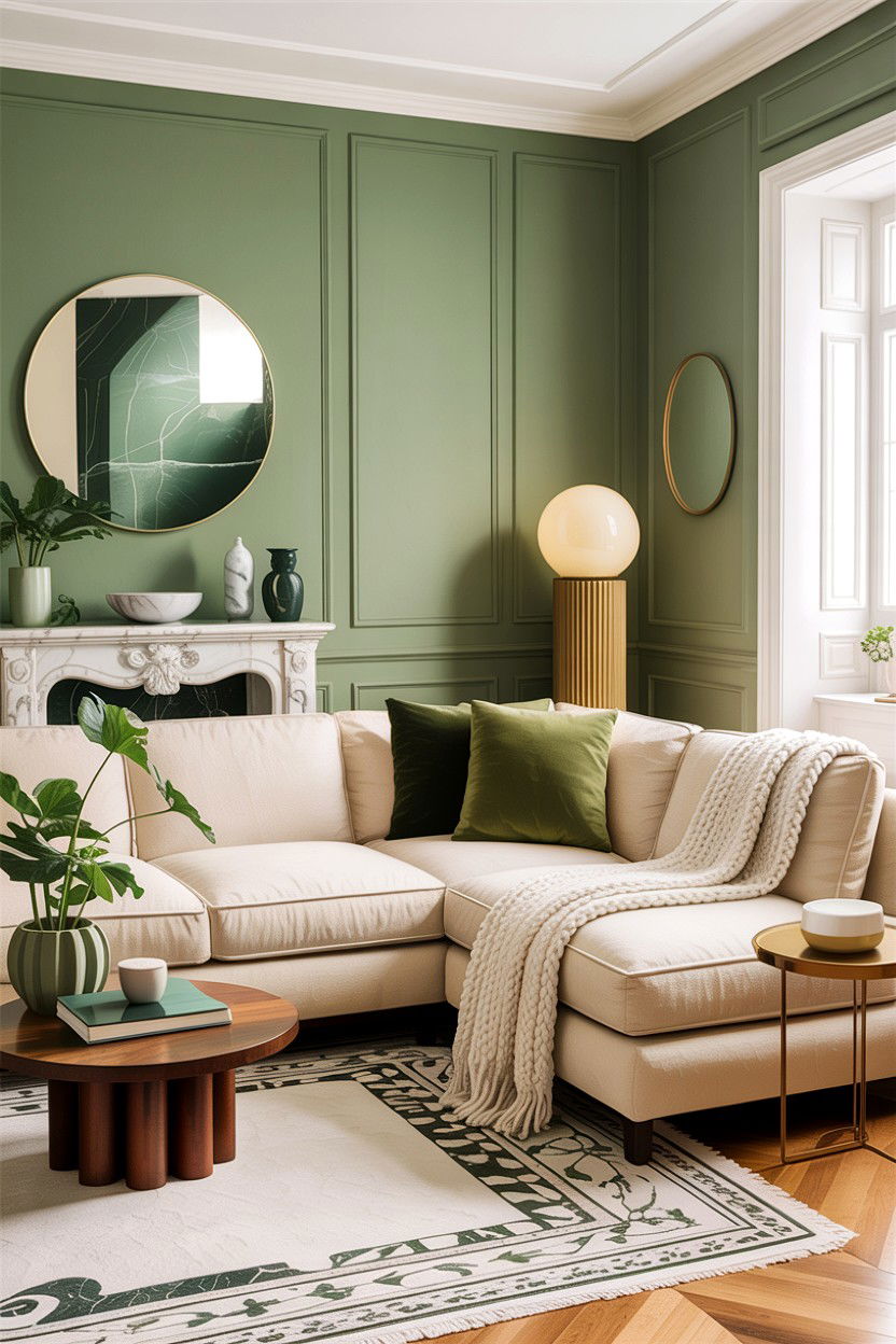 Sage green and cream living room - 30 sage living room decor ideas