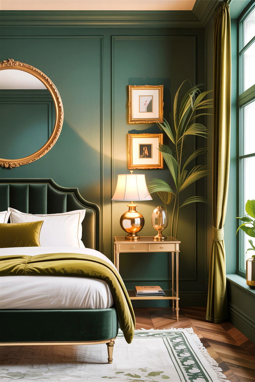 Sage green and gold accents - 30 sage bedroom decor ideas