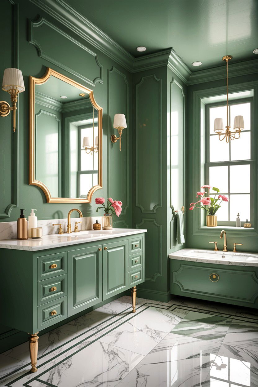 Sage green and gold bathroom - 30 sage bathroom decor ideas