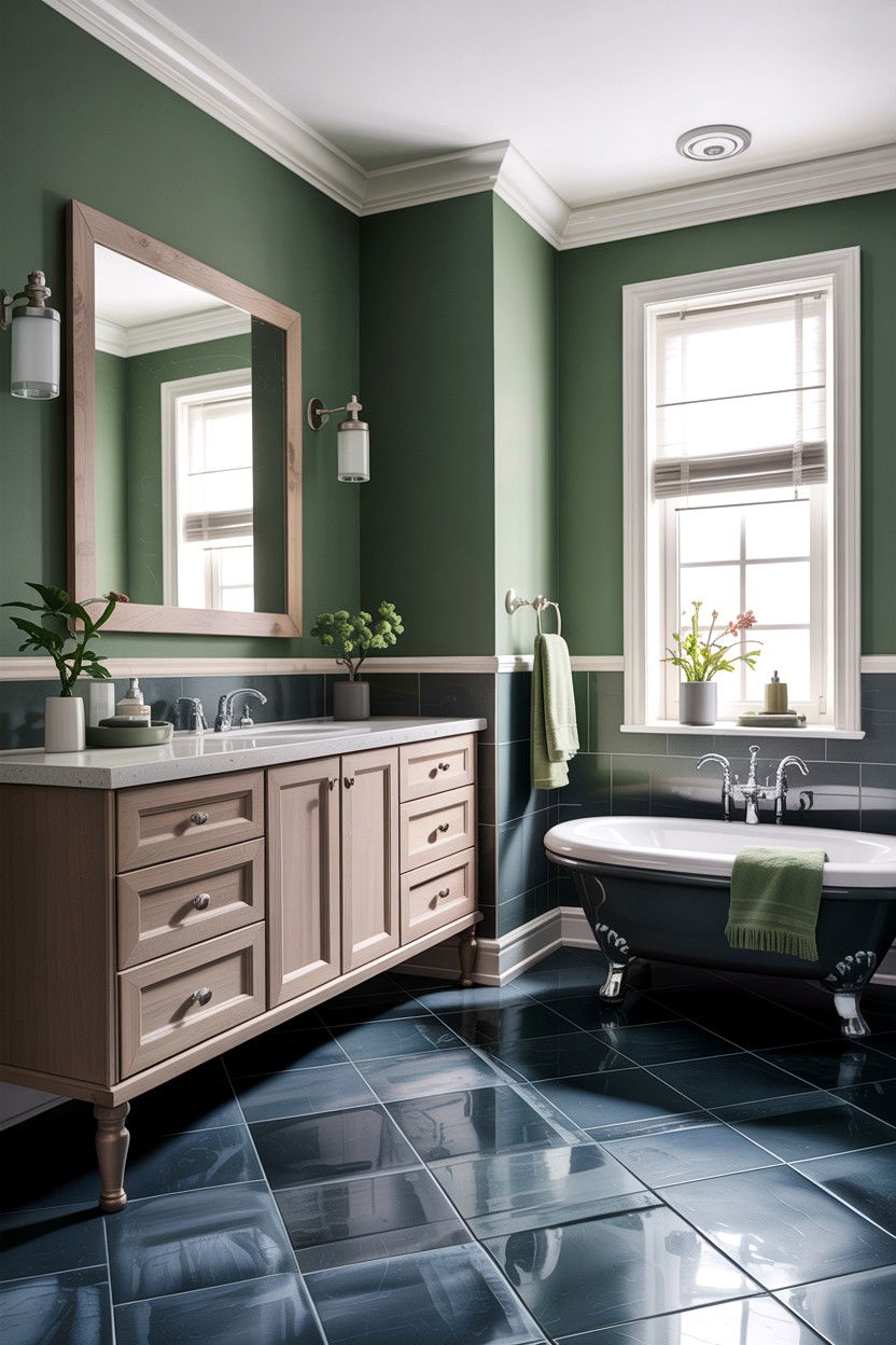 Sage green and grey bathroom - 30 sage bathroom decor ideas