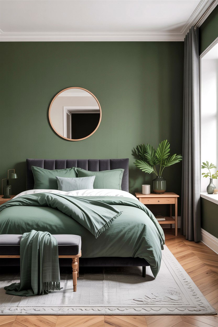 Sage green and grey color palette - 30 sage bedroom decor ideas
