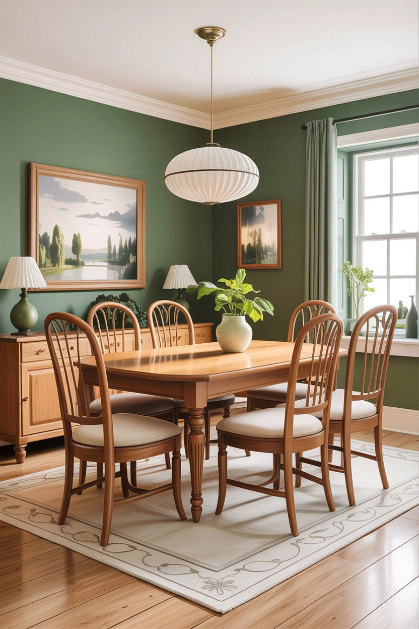 Sage green and oak dining room - 30 sage dining room ideas