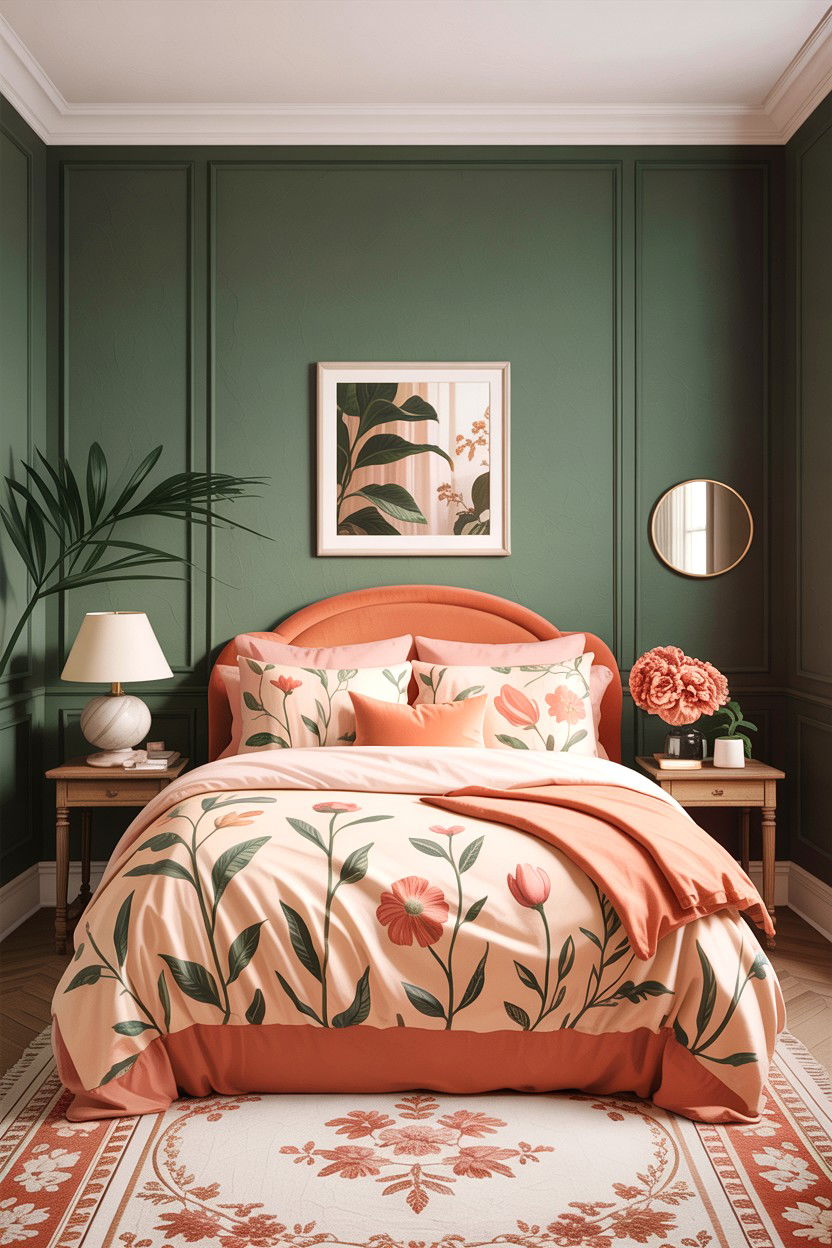 Sage green and peach bedroom - 30 colorful bedroom ideas