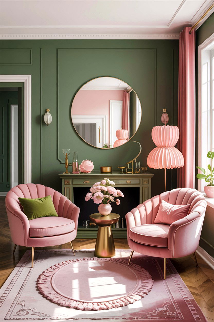 Sage green and pink living room - 30 sage living room decor ideas
