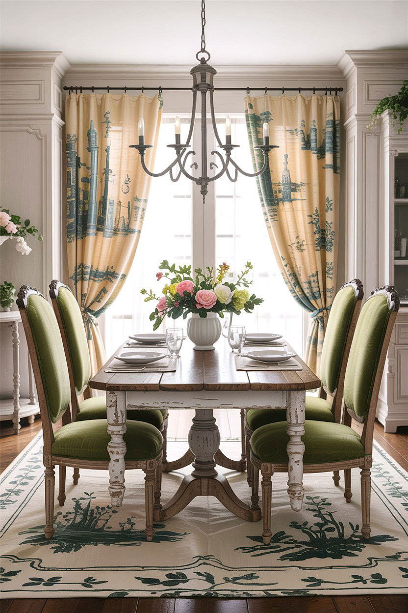 Sage green and white French country dining room - 30 sage and white dining room ideas