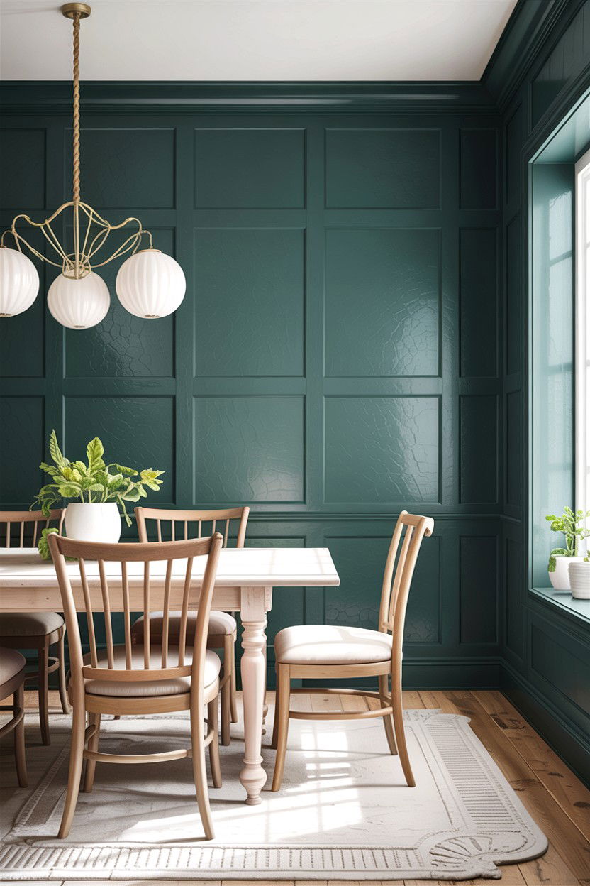 Sage green and white dining room with board and batten - 30 sage and white dining room ideas
