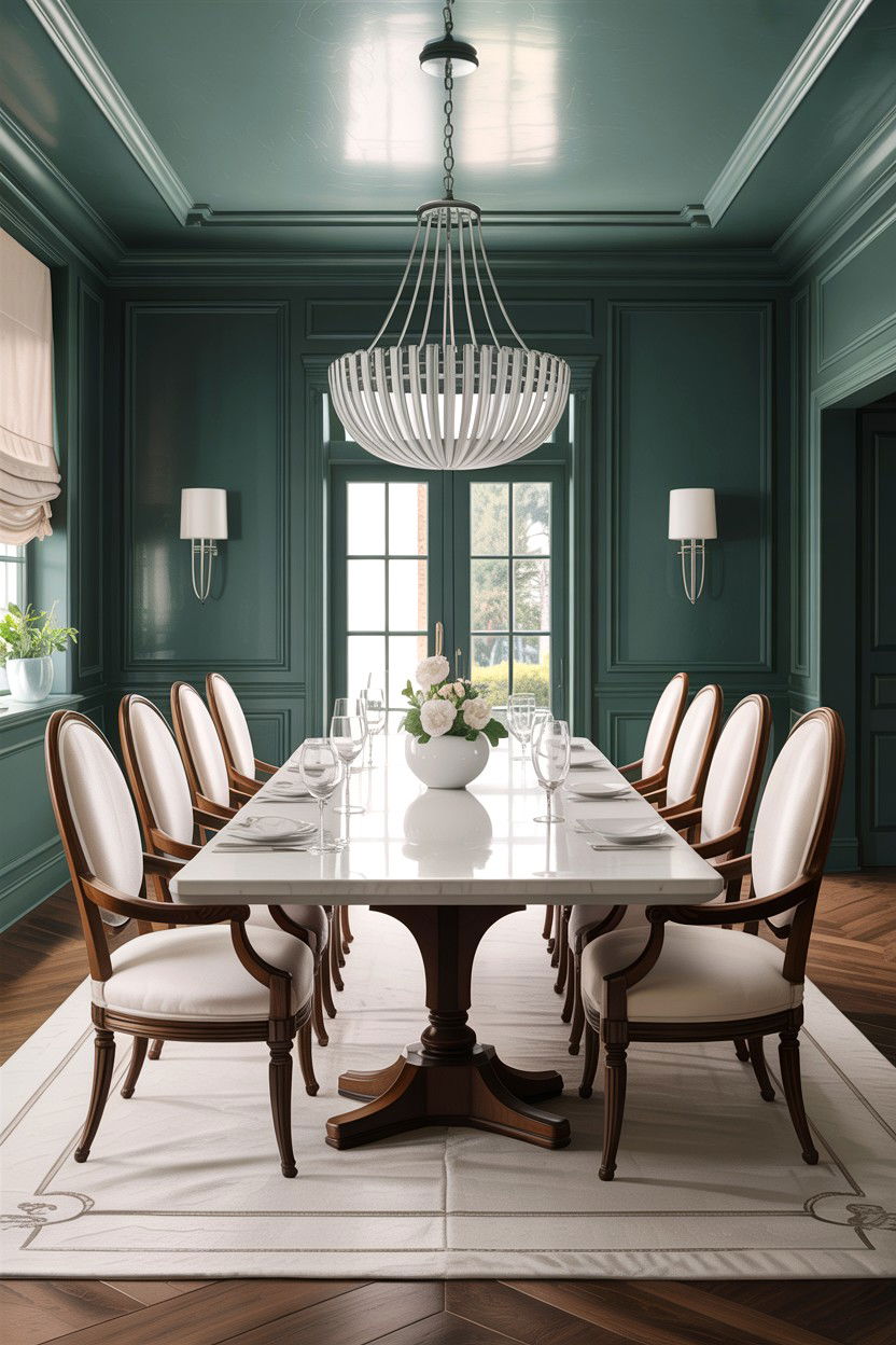 Sage green and white formal dining room - 30 sage and white dining room ideas