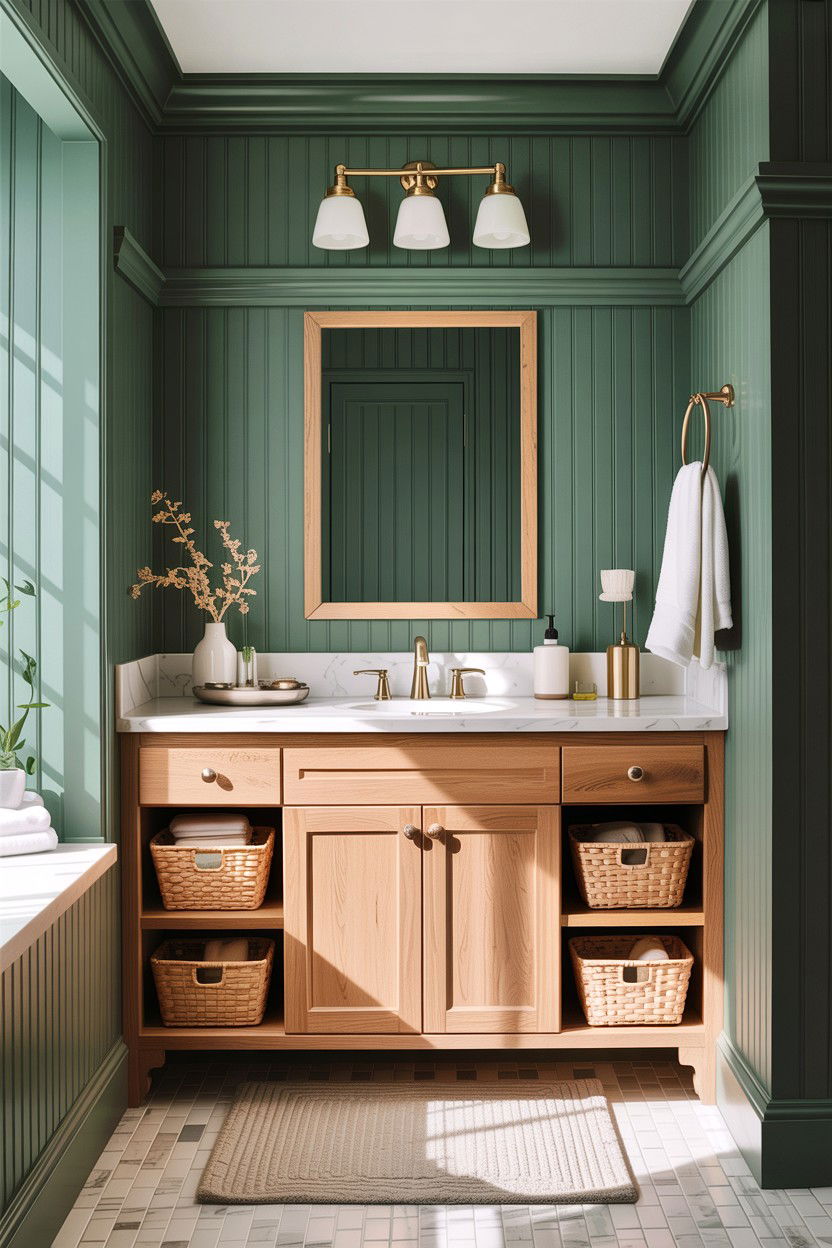 Sage green bathroom beadboard - 30 bathroom beadboard ideas
