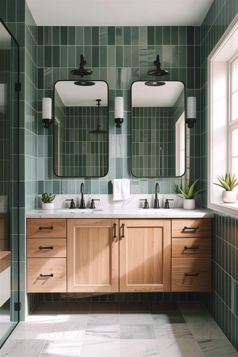 Sage green bathroom tile - 30 green bathroom ideas