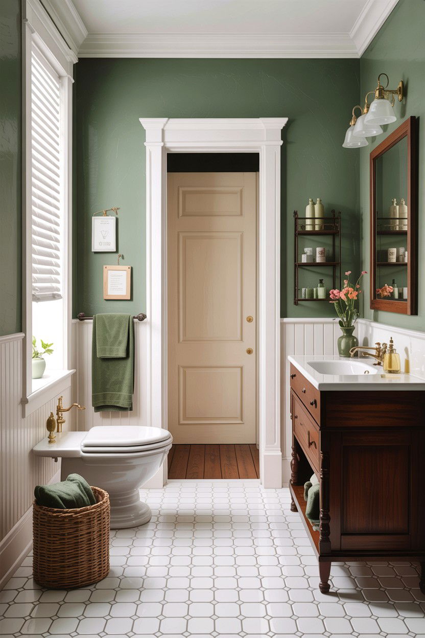 Sage green bathroom - 30 colonial bathroom ideas