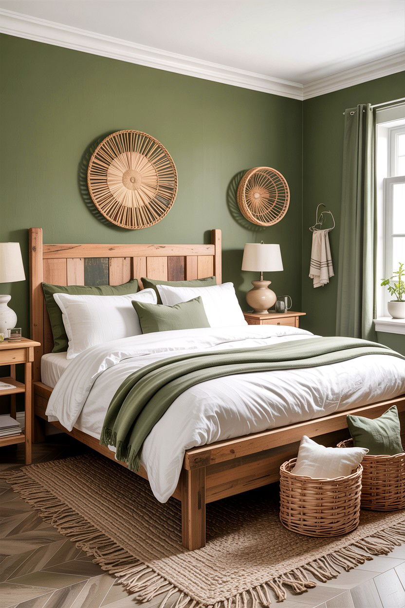 Sage green bedroom - 30 rustic green bedroom ideas