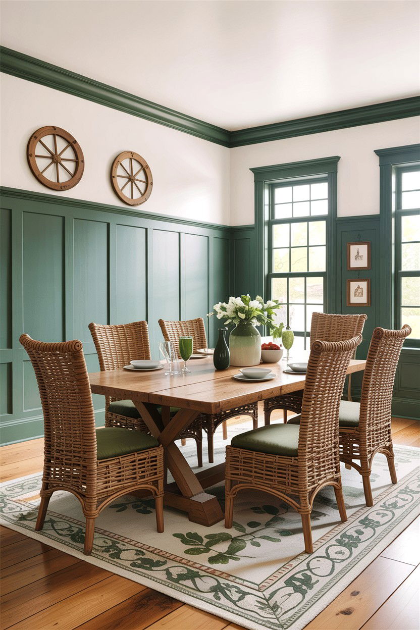 Sage green board and batten dining room - 30 sage dining room ideas