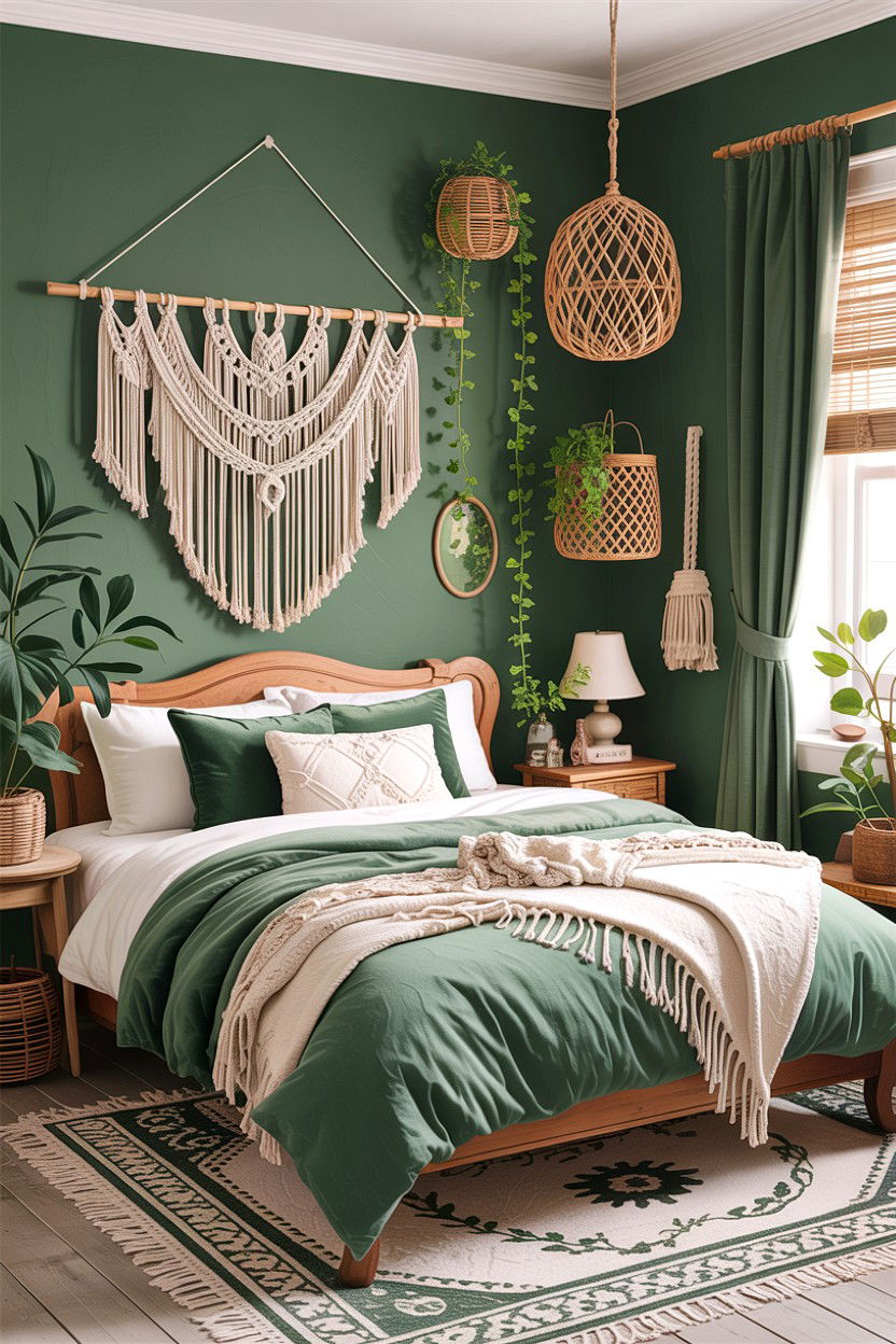 Sage green boho bedroom - 30 sage bedroom decor ideas