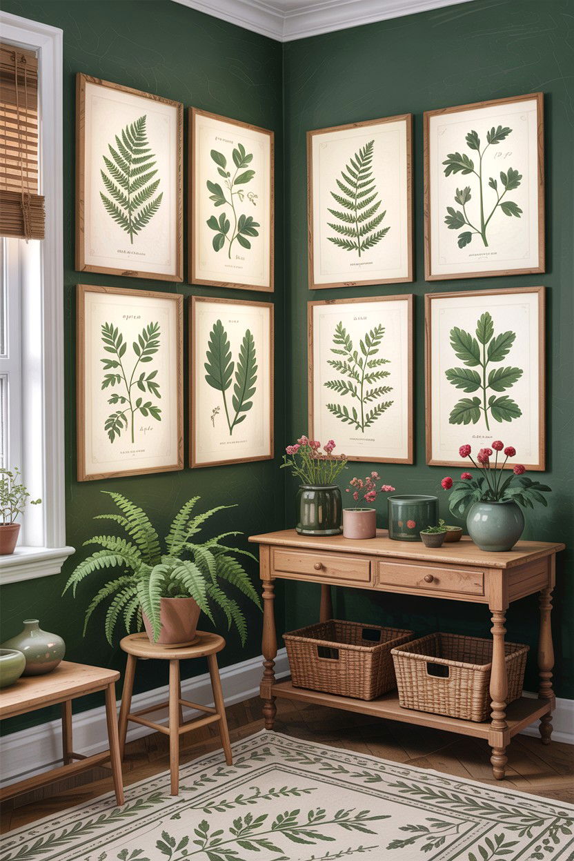 Sage green botanical prints - 30 sage bedroom decor ideas