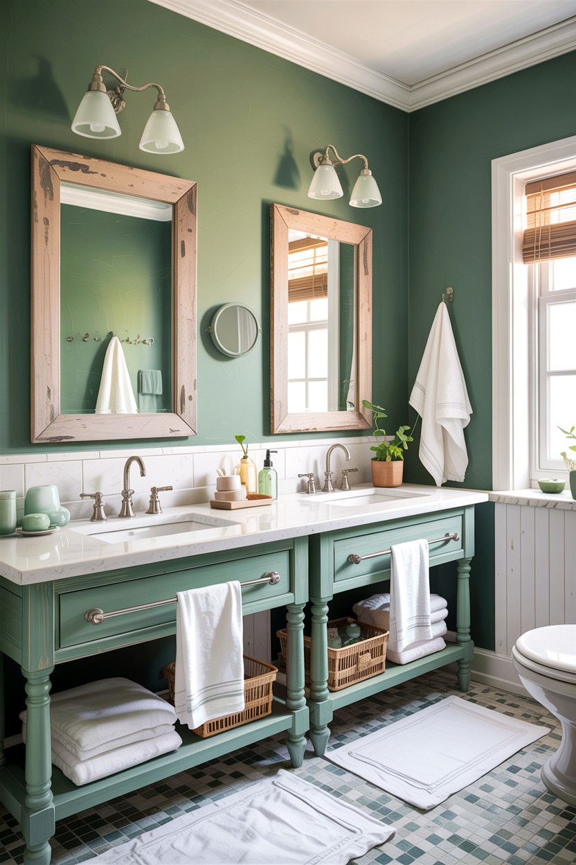 Sage green coastal bathroom - 30 sage bathroom decor ideas