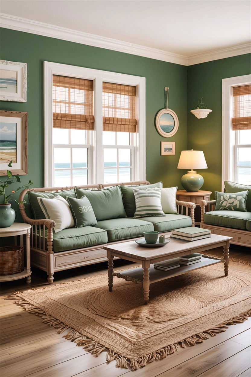 Sage green coastal living room - 30 sage living room decor ideas