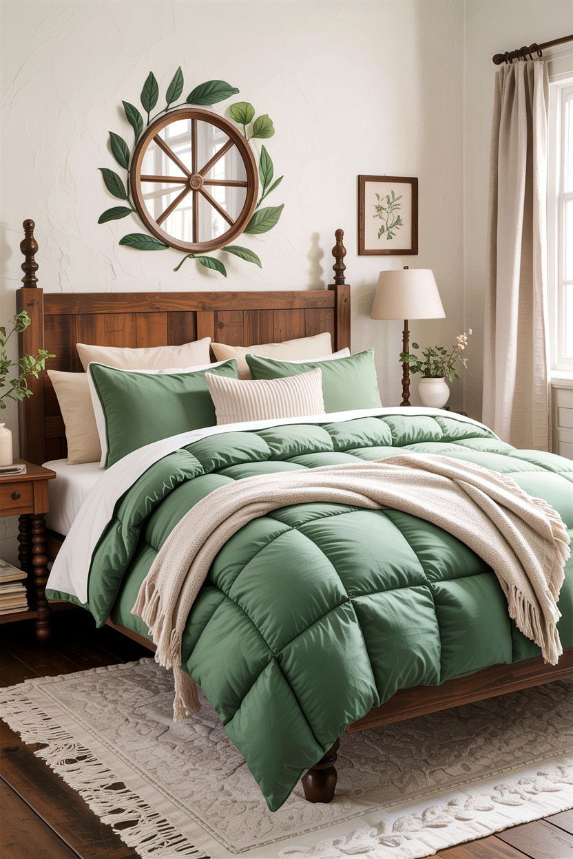 Sage green cotton duvet - 30 cotton bedroom ideas