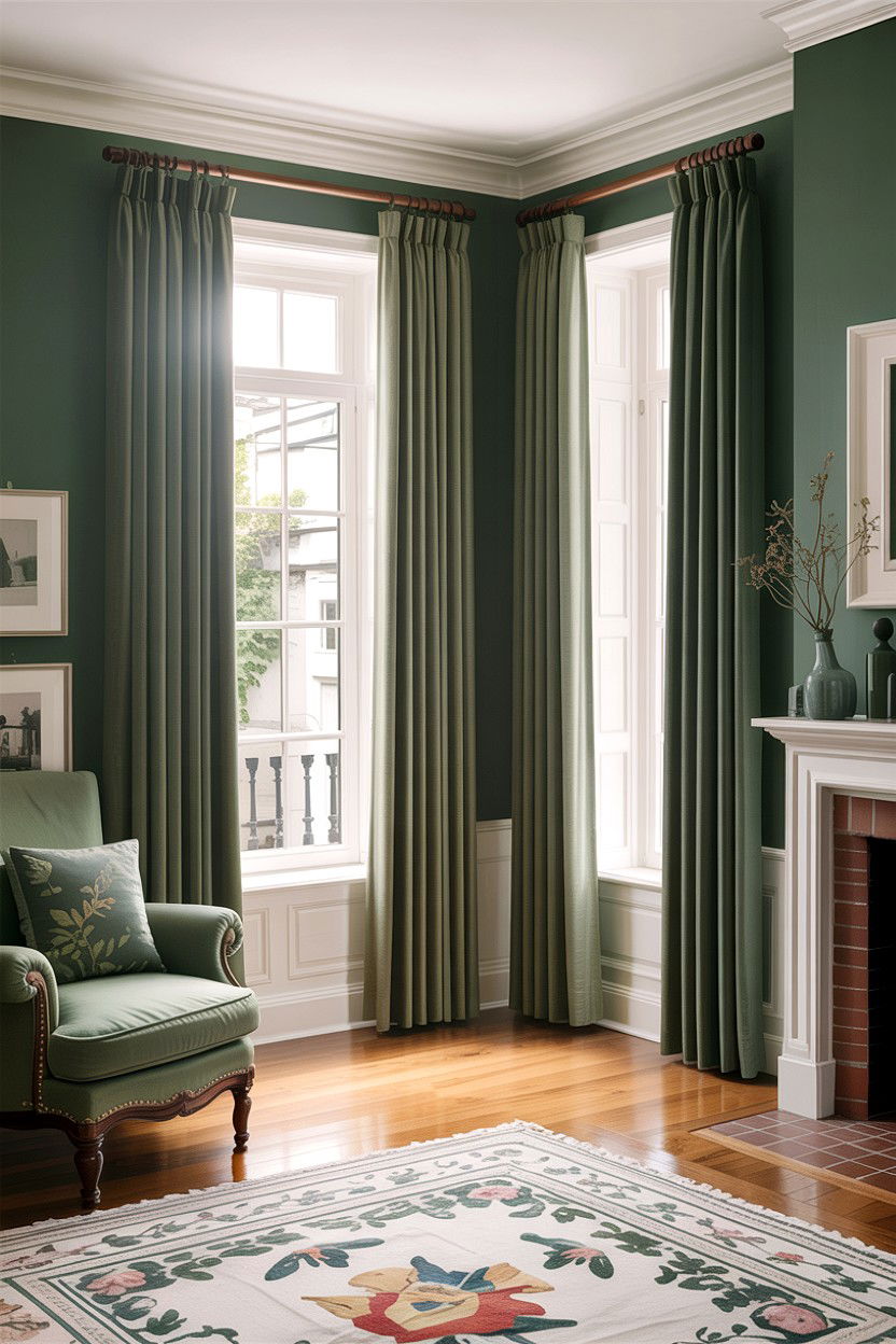 Sage green curtains white walls - 30 sage and white living room ideas
